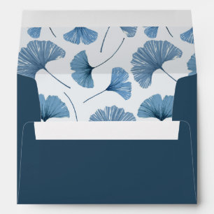 Modern Botanical Pattern Teal Ginkgo Wedding Envelope