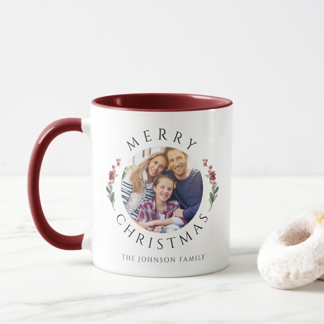 Modern Botanical Photo Christmas Mug (With Donut)