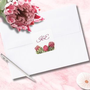 Modern Botanical Pink Protea Floral Wedding  Square Sticker