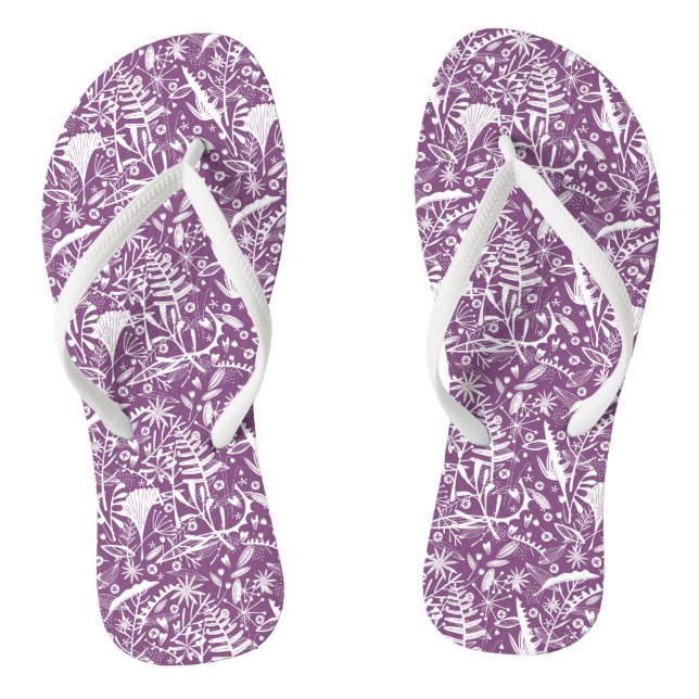 Modern Botanical Purple Thongs (Footbed)