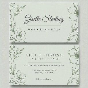 Modern Botanical Sage Green Name Typography Business Card