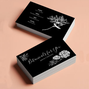 Modern Botanical Script and Drawn Flowers Business Card