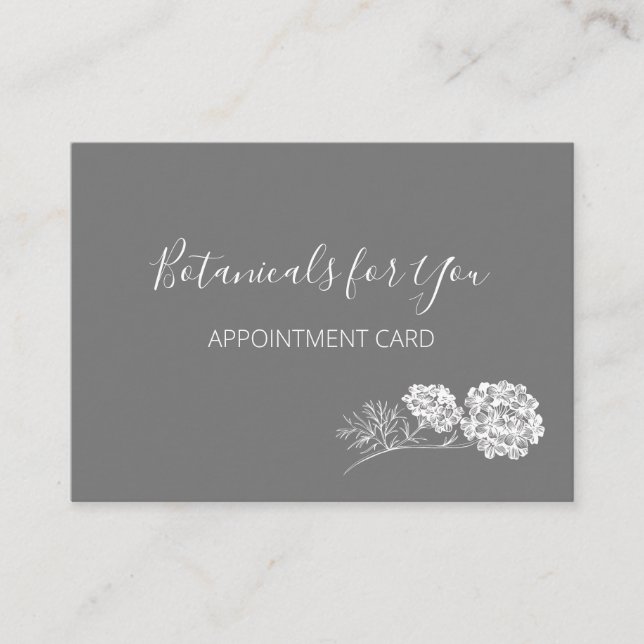Modern Botanical Script and Drawn Flowers Business Card (Front)