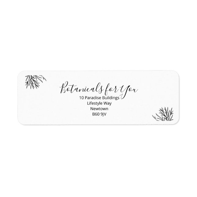 Modern Botanical Script Return Address Label (Front)