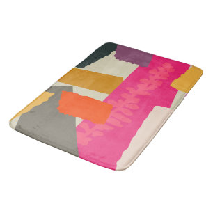 Modern Botanical Silhouette Artistic Colour Block Bath Mat