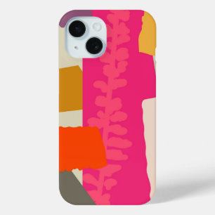 Modern Botanical Silhouette Artistic Colour Block iPhone 15 Case