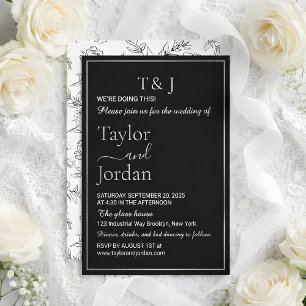 Modern Botanical Silver Foil Wedding Invitation