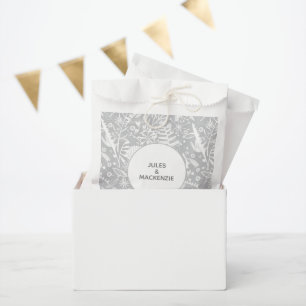 Modern Botanical Silver Grey Wedding Favour Bag