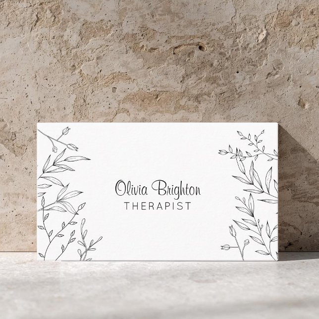 Modern Botanical Simple Therapist Business Card (Creator Uploaded)