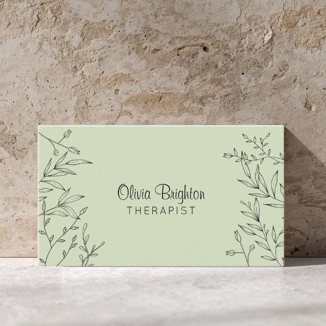 Modern Botanical Simple Therapist Business Card (Creator Uploaded)