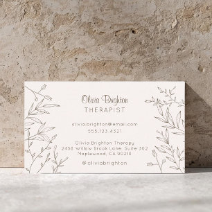 Modern Botanical Simple Therapist Business Card