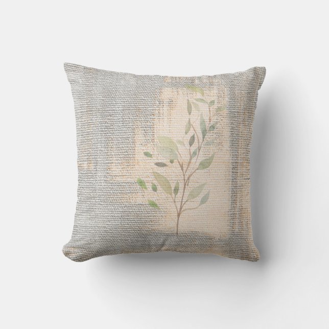 Modern Botanical Textured Abstract Throw Pillow (Front)