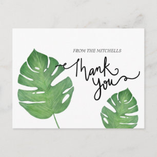 Modern Botanical Tropical Palm Leaf Thank You Postcard