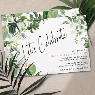 Modern Botanical   Tropical Theme Adult Birthday Invitation