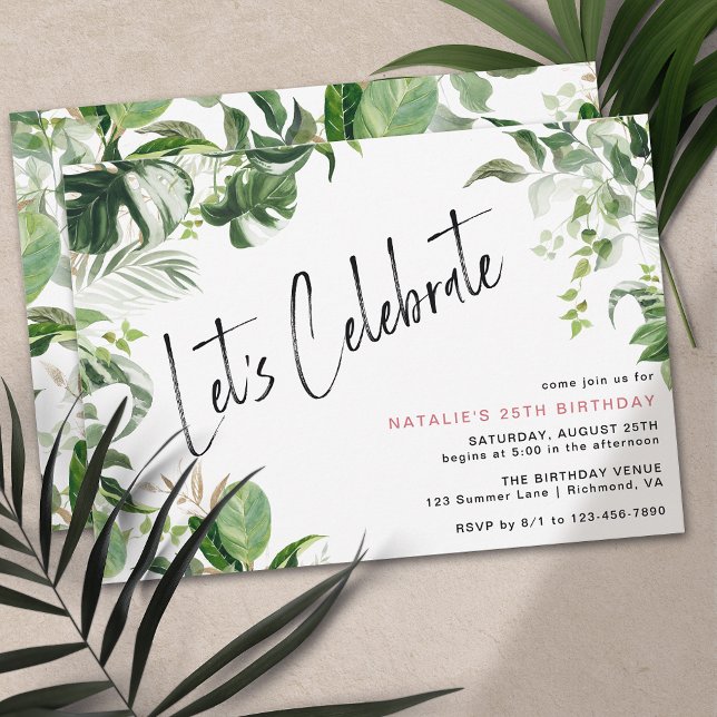 Modern Botanical | Tropical Theme Adult Birthday Invitation (Creator Uploaded)