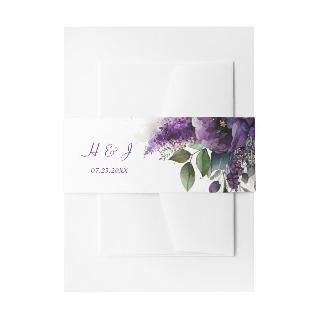 Modern Botanical Watercolor Elegant Wedding Invitation Belly Band (Front Example)
