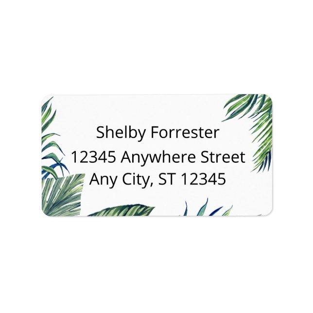 Modern Botanical Watercolor Leaves Address Label (Front)