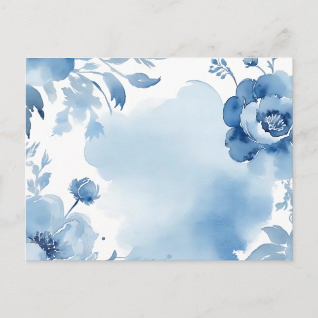 Modern Botanical Watercolor Soft Blue Postcard (Front)