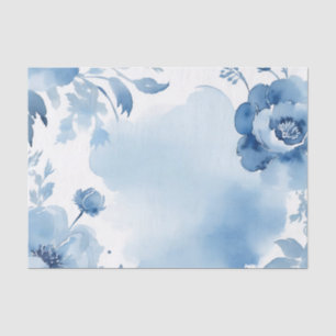 Modern Botanical Watercolor Soft Blue Tissue Paper