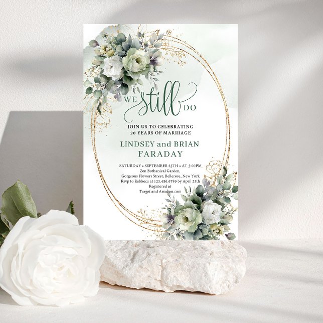 Modern Botanical We Still Do Invitation Green Gold (Modern Botanical We Still Do Invitation Green Gold)
