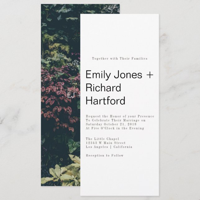 Modern Botanical Wedding Invitation: II Invitation (Front/Back)