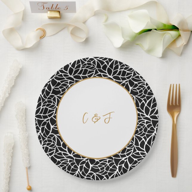 Modern Botanical Wedding Theme Paper Plate (Wedding)