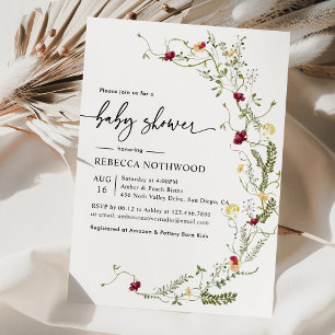 Modern Botanical Wildflower Baby Shower Invitation