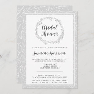 Modern Botanical Wreath Bridal Shower Invitation