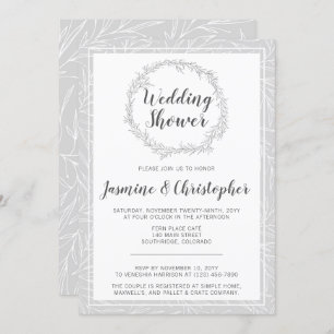 Modern Botanical Wreath Wedding Shower Invitation