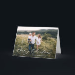 Modern botanicalr 1 photo Christmas elegant script Holiday Card<br><div class="desc">Modern minimal foliage classy muted green watercolor botanical script holiday Christmas card. Hand painted eucalyptus,  minimal foliage and modern rustic rattan wreath give this holiday card a luxurious high end feel. In classy greens,  browns,  blues and greys.</div>