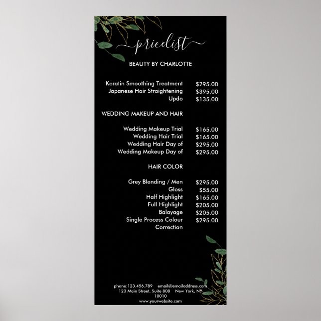 Modern Botanik Pricelist Poster (Front)