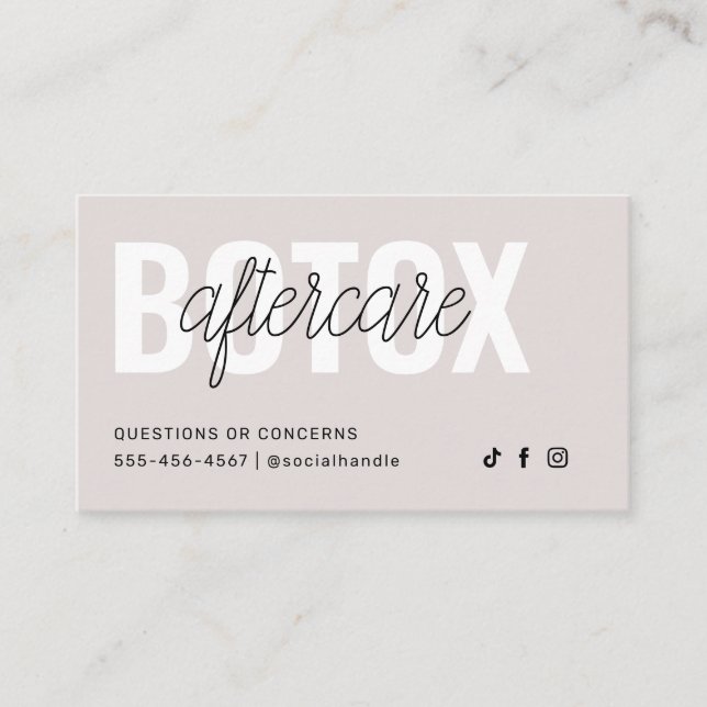 Modern Botox Aftercare Instruction Card Template (Front)
