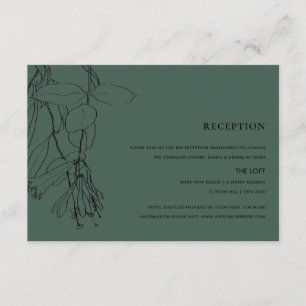 MODERN BOTTLE GREEN LINE DRAWING FLORAL RECEPTION ENCLOSURE CARD