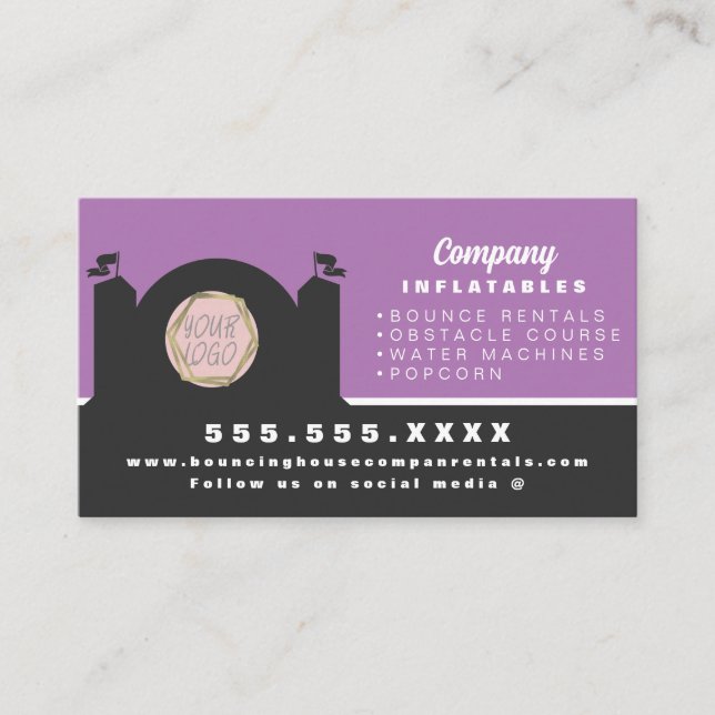 Modern Bouncy House Party Carnival Rentals    Business Card (Front)