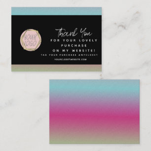 Modern Boutique Beauty Rainbow Thank You Logo Business Card