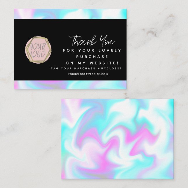 Modern Boutique Beauty Tie Dye Thank You Logo Business Card (Front/Back)