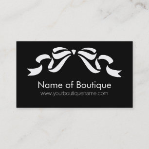 Modern Boutique Black and White Girly Ribbon Business Card