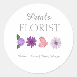 Modern Boutique Florist Business Branding Classic Round Sticker