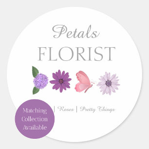 Modern Boutique Florist Business Branding Classic Round Sticker