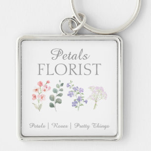 Modern Boutique Florist Business Branding Key Ring