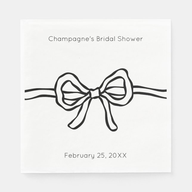 Modern Bow Bridal Shower Paper Napkin (Front)
