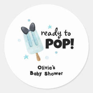 Modern Bow Ice Cream Ready To Pop Baby Shower Classic Round Sticker
