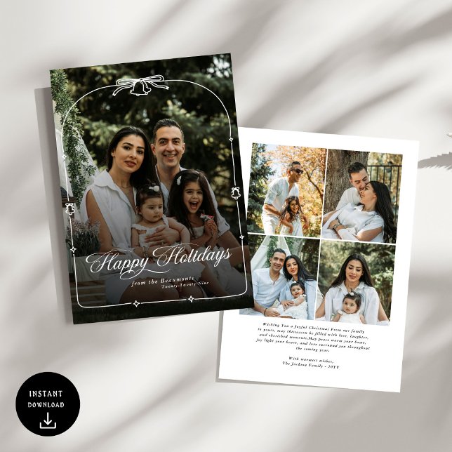 Modern  Bow Merry Christmas Photo Holiday Card (Creator Uploaded)