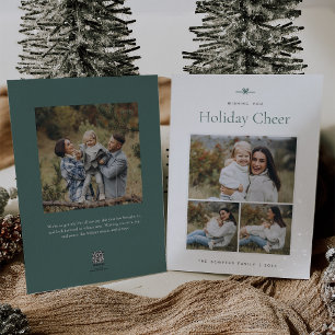 Modern Bow   Simple Minimal 3 Photo Holiday Card