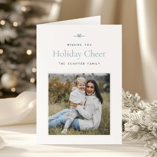 Modern Bow Simple Minimal Photo Christmas Holiday Card