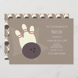Modern Bowling Alley Birthday Party Invitation