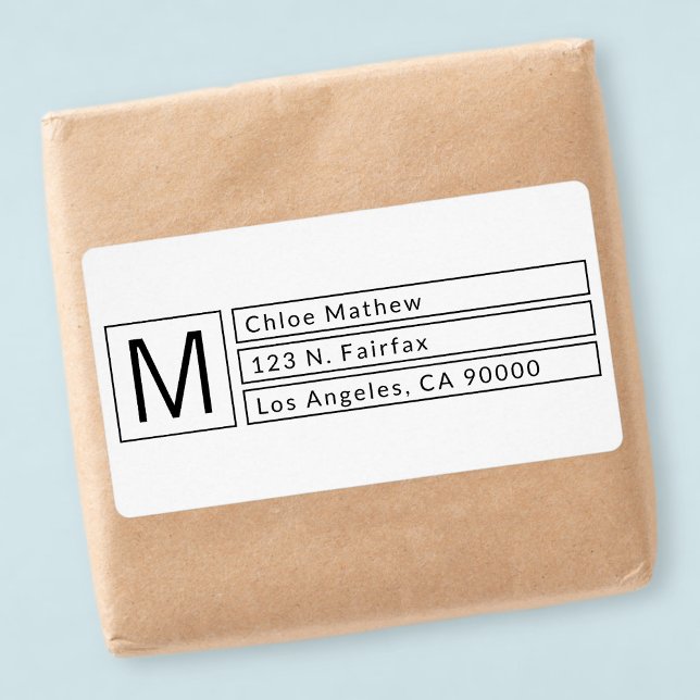 Modern Box Monogram b&w Return Address (Creator Uploaded)
