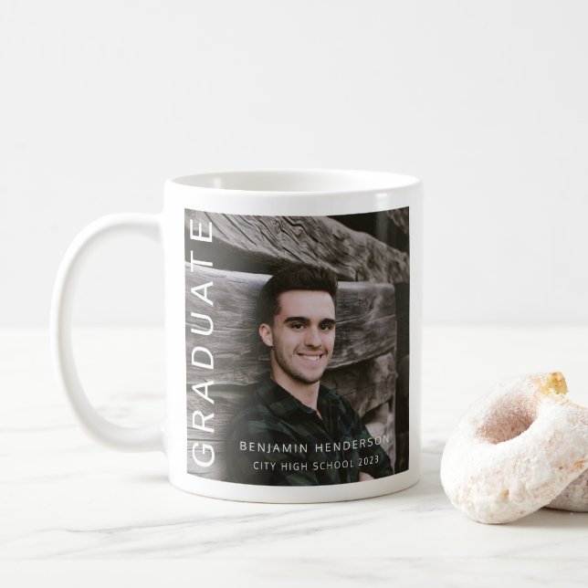 Modern Boy 2023 Graduation Photo Coffee Mug (With Donut)