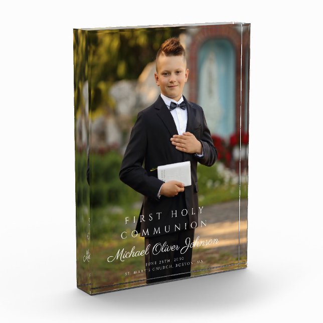 Modern Boy First Holy Communion Picture Photo Block (Left)
