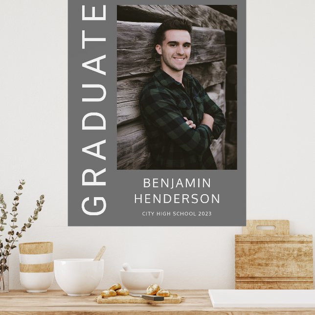 Modern Boy Graduation Photo  Poster (Kitchen)